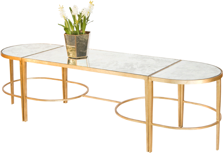 Stunning Gold Leaf Coffee Table With Great Gold Leaf - Worlds Away Pamela Hollywood Regency Gold Antique Mirror (800x800), Png Download