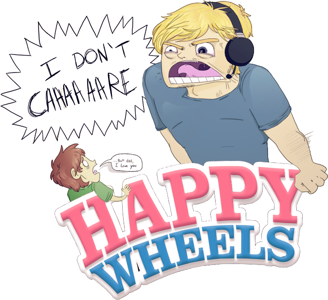 Happy Wheels' Irresponsible Dad - Pewdiepie I Dont Care (791x630), Png Download