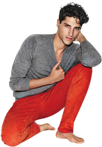 Share This Image - Curly Male Model Barefoot (491x600), Png Download