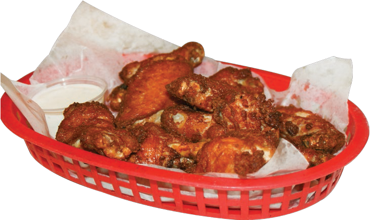A Serving Of Boneless Buffalo Wings With A Side Of - Barbecue Chicken (739x438), Png Download