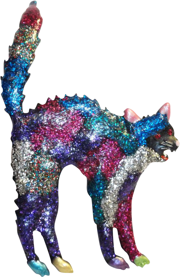 Jj Glitter Enamel Scaredy Cat Brooch - Bobcat (897x897), Png Download