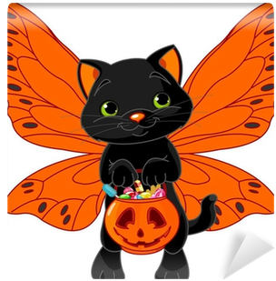Cute Halloween Cat (400x400), Png Download