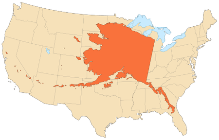 Clipart Free Download Alaska Vector Watercolor - Alaska Map Compared To Us (450x288), Png Download