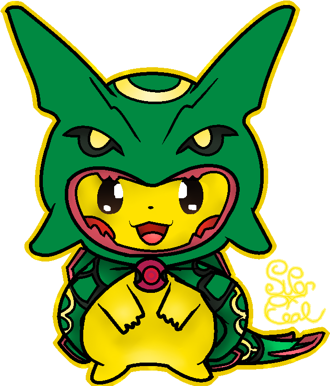 Video]pikachu Wearing Rayquaza Outfit By Tunetiada24 - Pikachu Dressed Up As Rayquaza (699x781), Png Download
