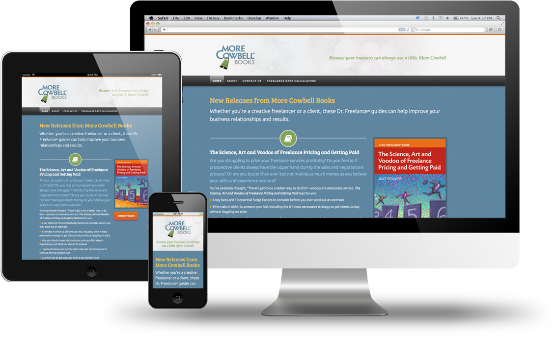 More Cowbell Books Microsite On Desktop, Tablet And - Website (1200x740), Png Download