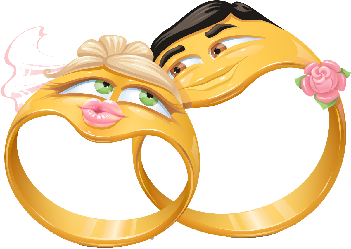 Bem F Cil Png Alian As Png Wedding Ring Emoji - Cartoon Wedding Rings (1300x1147), Png Download