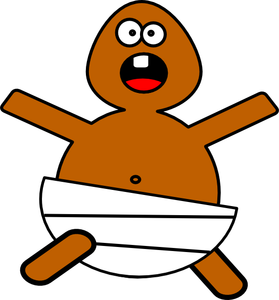 Excited African -american Baby In White Diaper Svg (552x594), Png Download