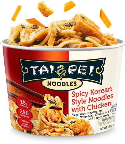 Spicy Korean Style Noodles With Chicken-pail - Tai Pei Beef & Broccoli - 14 Oz Box (516x513), Png Download
