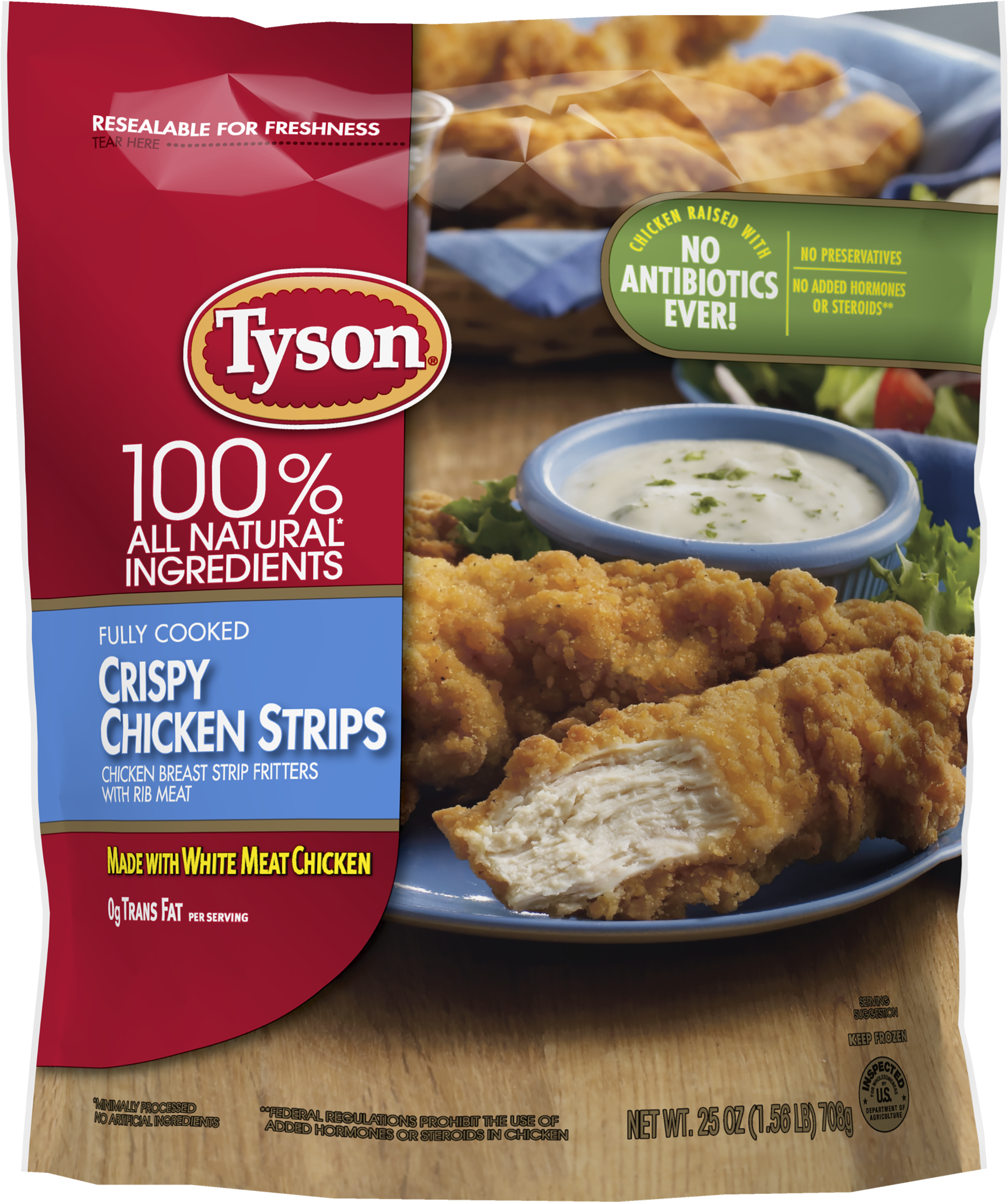 Tyson® Fully Cooked Crispy Frozen Chicken Strips, 25 - Tyson Crispy Chicken Strips (2400x2400), Png Download