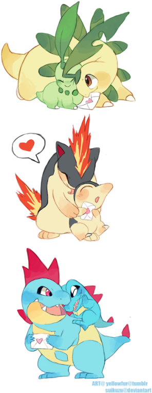 Peachstar63 - Bayleef Quilava Croconaw (327x810), Png Download