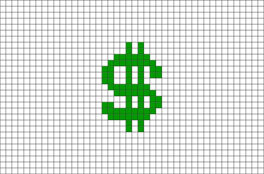Pixel Art Dollar Sign (880x581), Png Download