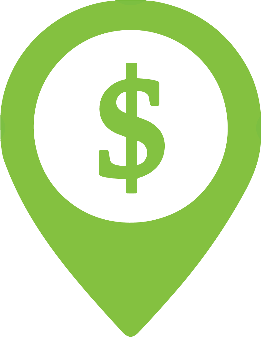 Location Marker Containing Dollar Sign - Emblem (1667x1667), Png Download