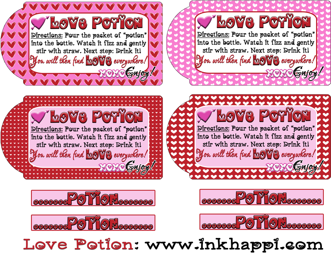Cute Love Potion Valentine Gift Idea With Free Printables - Cute Valentines Gift Tags (1100x850), Png Download