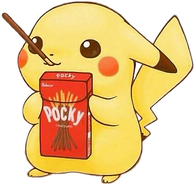 💖not My Art💖 Pikachu Is Eating Pocky Kawaii Pikachu - Kawaii Pikachu (654x620), Png Download