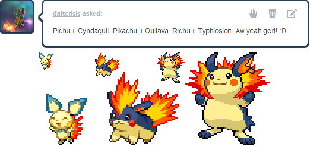 Daftcrisis Pichu Pikachu Raichu Typhlosion Quilava - Sprite (631x296), Png Download