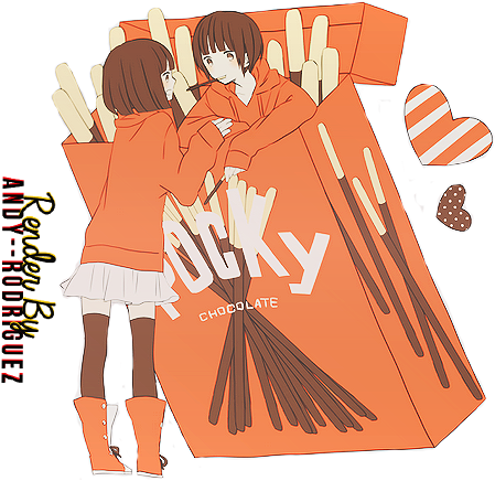 Pocky Render By Andy Rodriguez - Anime Chibi With Pocky (500x440), Png Download