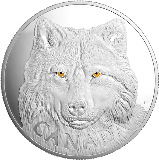 Pure Silver One-kilogram Coin In The Eyes Of The Timber - Canada Wolf Coin (570x570), Png Download