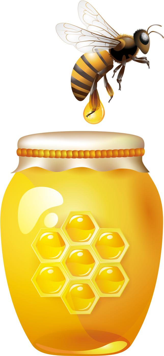 Bee Honey Jar Clip Art - Honey Bee Jar (1500x1500), Png Download