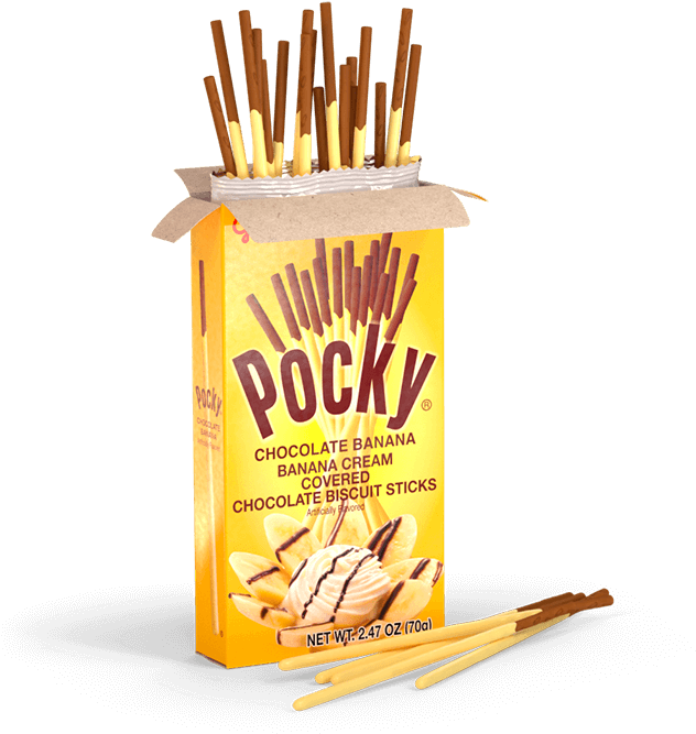 Chocolate Banana Flavor - Glico Pocky Chocolate Biscuit Sticks, Banana Cream (700x700), Png Download