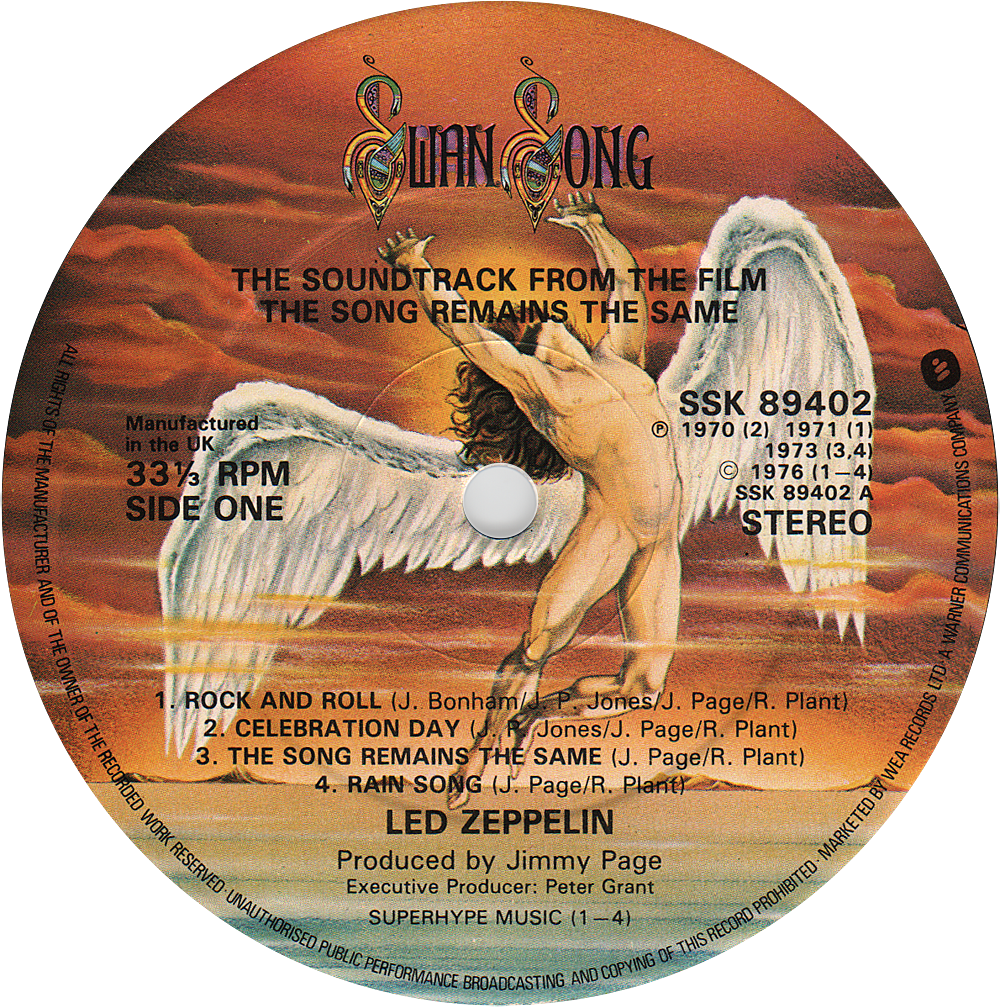 Song Remains The Same - Led Zeppelin Angel Album (1000x1008), Png Download