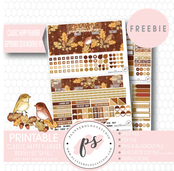 Oh Fall Classic Happy Planner September 2018 Monthly - Brochure (600x587), Png Download
