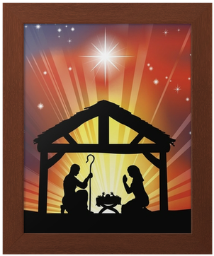 Traditional Christian Christmas Nativity Scene Framed - Christmas Day Images Religious (400x400), Png Download