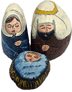 Small Painted Rock Nativity Set - Rock (500x506), Png Download