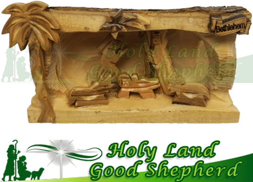 Olive Wood Handicrafts Holy Land Good Shepherd Nativity - Mother Of Pearl The Holy Land (500x500), Png Download