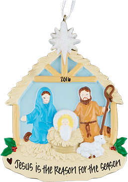 Nativity Scene - Personalized Nativity Scene Ornament (400x400), Png Download