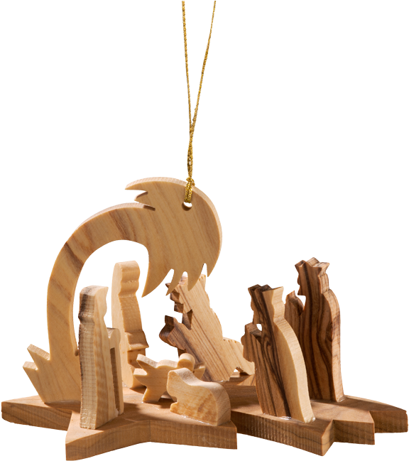 Nativity Scene On Comet, Olive Wood - Christmas Day (591x700), Png Download