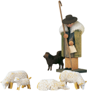 Nativity Scene Handcrafted In Germany By Günter Reichel - Günter Reichel - Hirte Mit Schafherde, 6 Teilig (404x336), Png Download