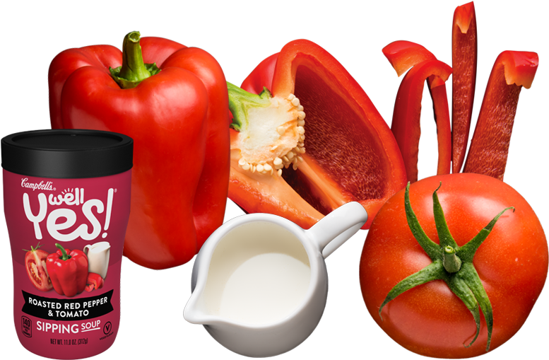 Roasted Red Pepper & Tomato Sipping Soup - Campbells Well Yes! Soup, Hearty Tomato With Toasted (920x603), Png Download