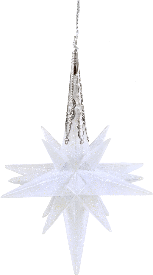 Star With Glitter, White, 10,5cm - Christmas Ornament (1000x1000), Png Download