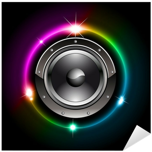 Futuristic Speaker With Glowing Lights Behind Sticker - Bassboost Music (400x400), Png Download