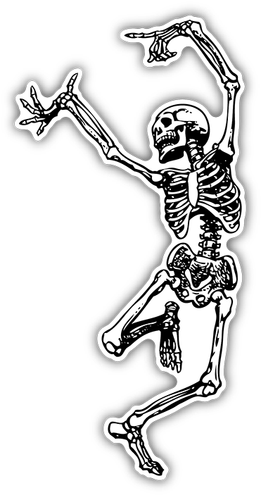 Dancing Skeleton Die Cut Bumper Sticker - Skeleton With Top Hat (720x720), Png Download