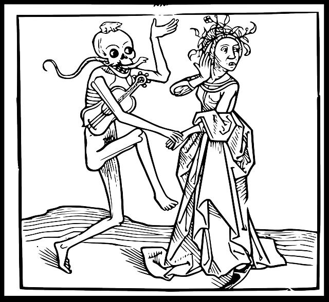 Skeleton Dance Of Death, Danse Macabre, Dance, Death, - Danza Macabra O Danza De La Muerte (640x589), Png Download