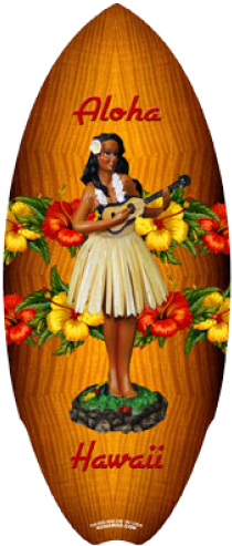 Dashboard Hula Doll Kc Hawaii Wood Mini Surfboard 8.5 (500x500), Png Download