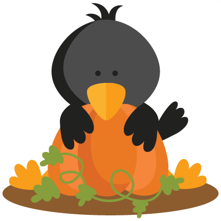 Crow Behind Pumpkin Svg Scrapbook Cut File Cute Clipart - Cute Crow Clipart (432x432), Png Download