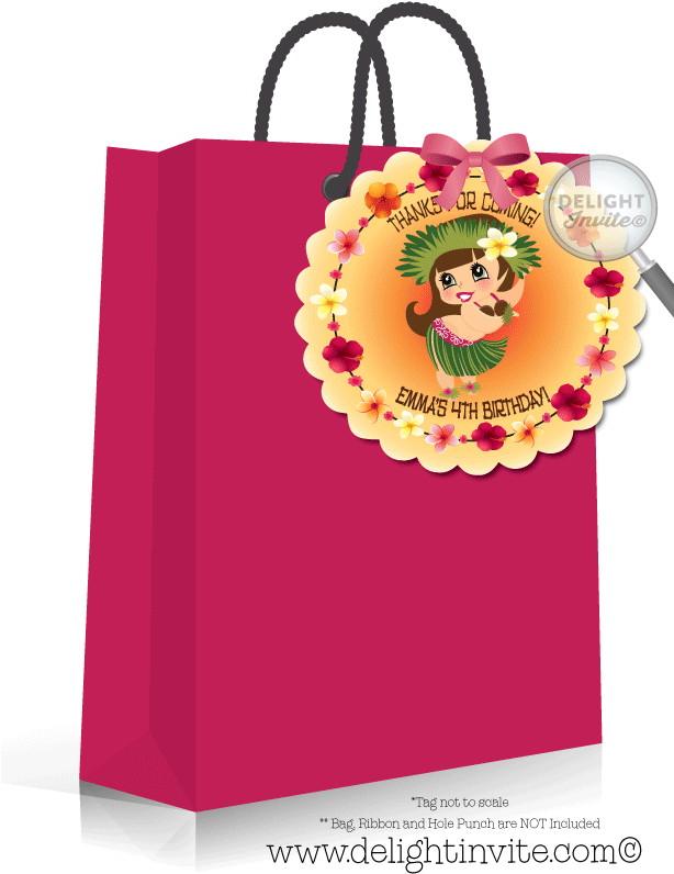 Hawaiian Hula Girl Birthday Favor Tag - 40th Birthday Black Thank You Tag (613x822), Png Download