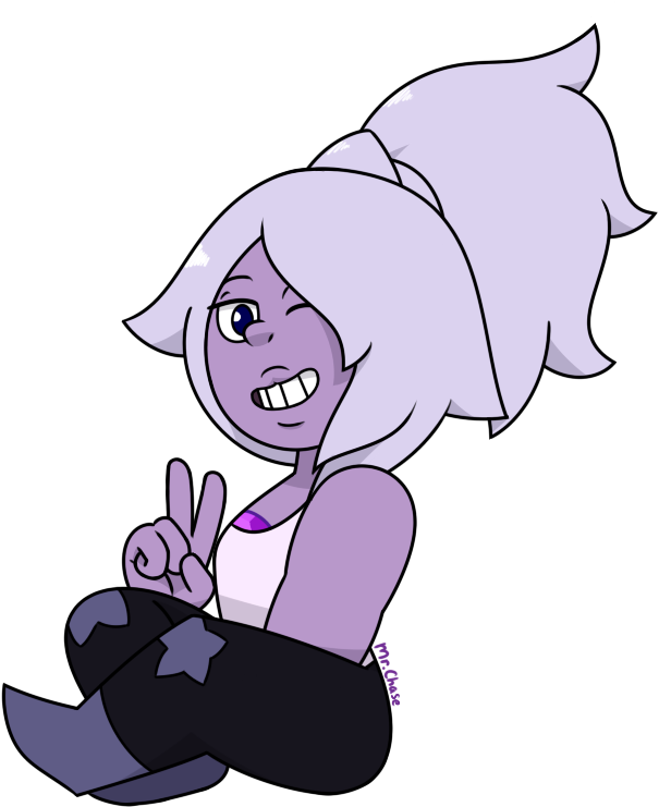 Png Black And White Download Amethyst Drawing Adorable - Amethyst Steven Universe Ponytail (768x924), Png Download