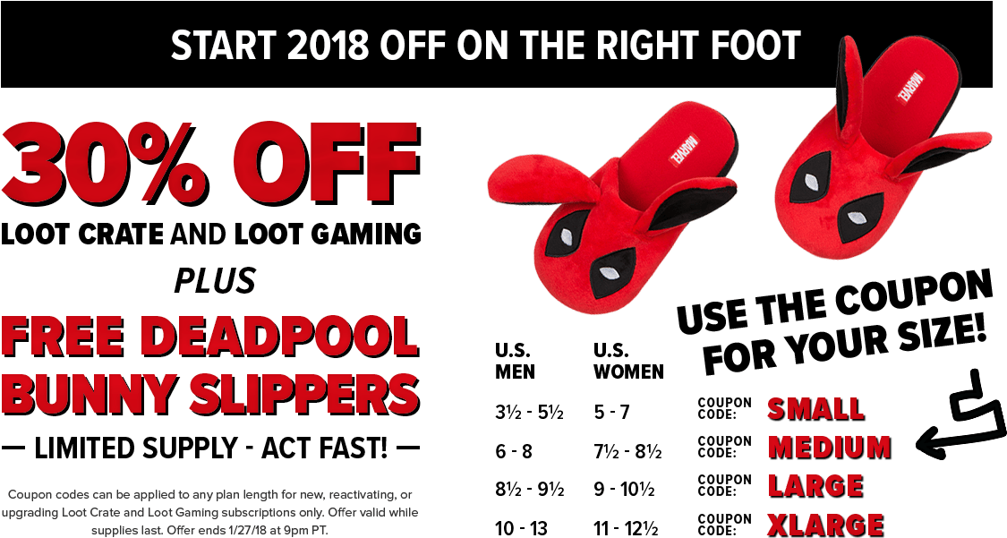 Get 30% Off When You Subscribe To Any Loot Crate & - Deadpool 7 11 Code (1200x630), Png Download