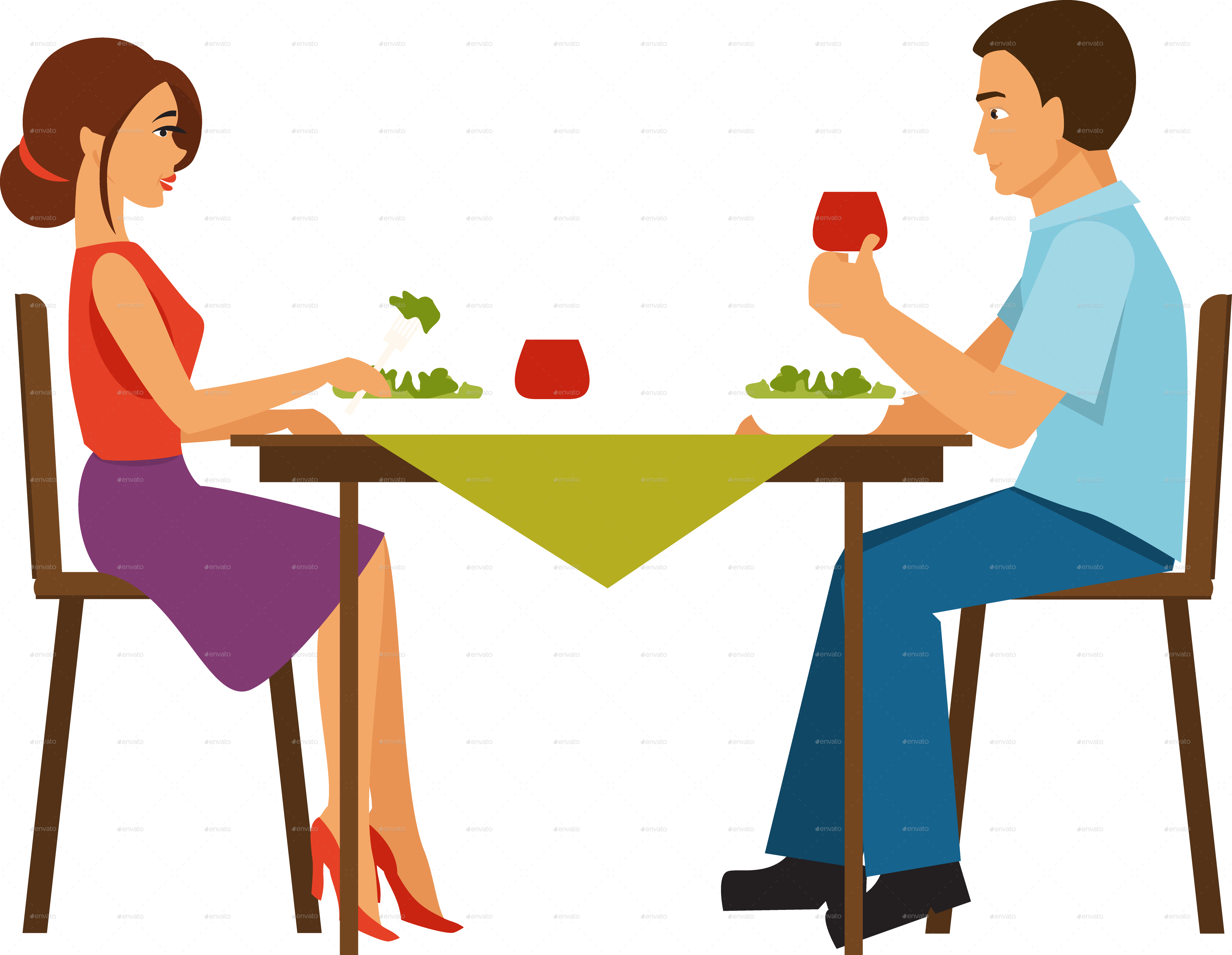 Couple Dinner Png - Couple Dinner Vector Png (4236x3283), Png Download