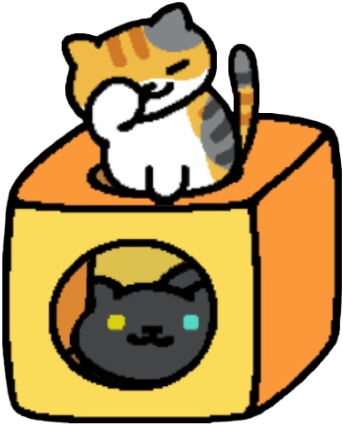 Tabitha Washing On The Orange Cube While Pepper Just - Neko Atsume Tabitha Fan Art (500x546), Png Download