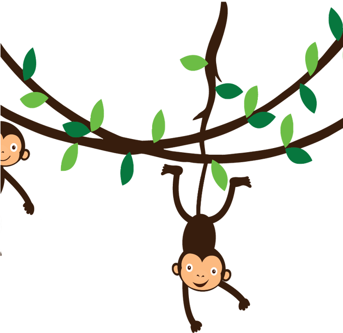 Vine Clipart Monkey Pencil And In Color Vine Clipart - Monkeys On A Vine (680x680), Png Download