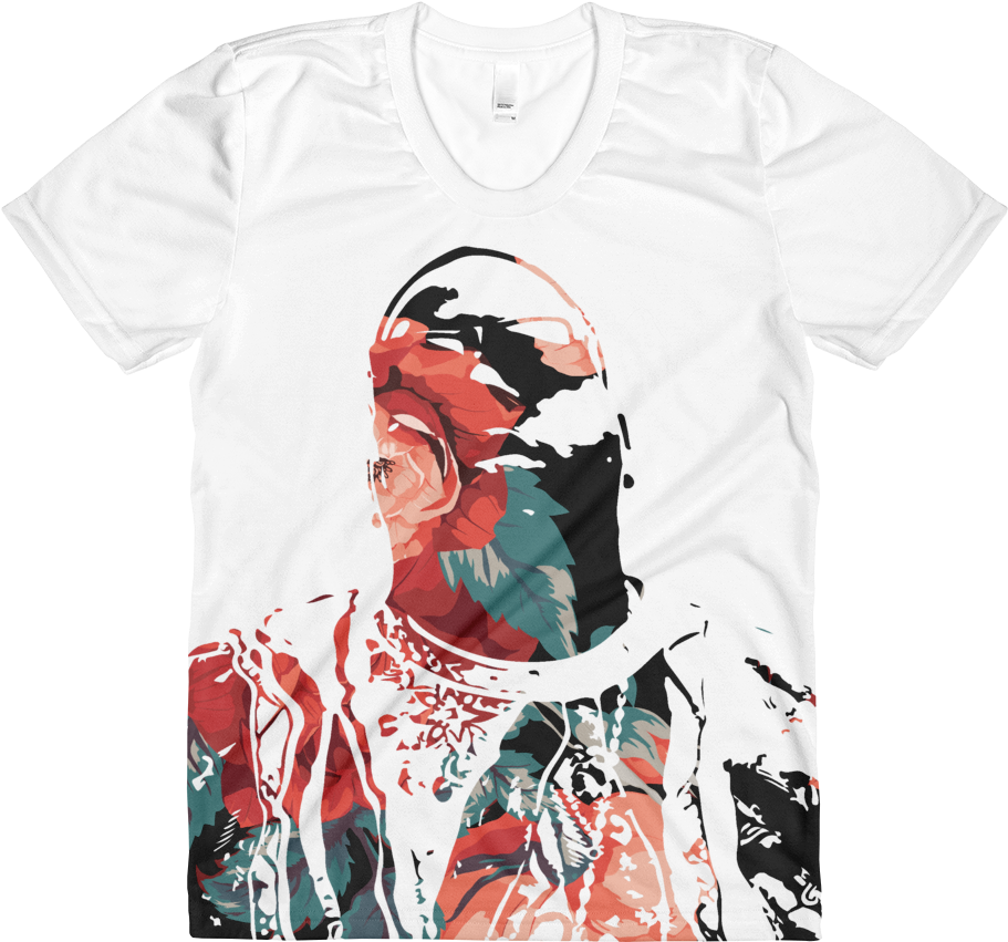 Biggie Floral Roses All Over Print Ladies Crew T Shirt - Active Shirt (1000x1000), Png Download