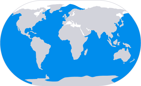 All Oceans Range Map - World Map (480x292), Png Download
