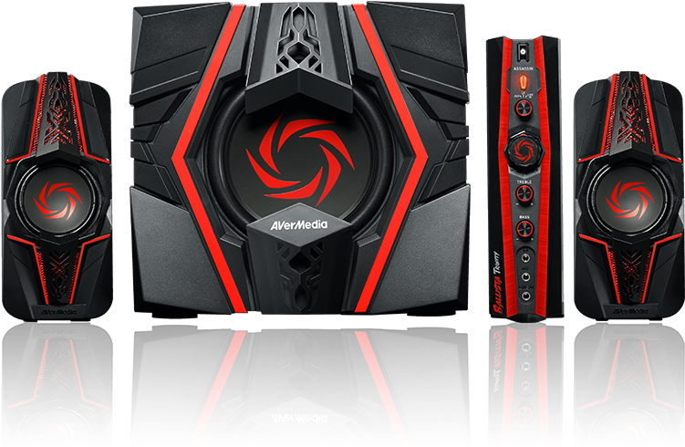Tech Specs - - Avermedia Ballista Trinity Gaming Speakers, 2.1 Sound (980x490), Png Download