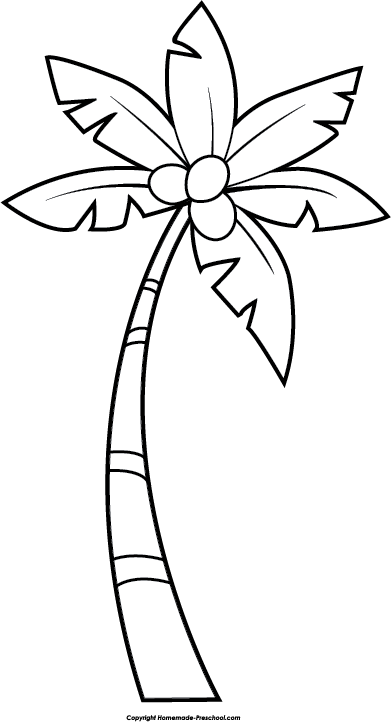 Pin Palm Tree Clipart Black And White - Clipart Palm Tree Black And White (391x722), Png Download