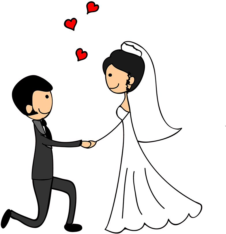 Novios - Wedding Couple Doodle (928x992), Png Download