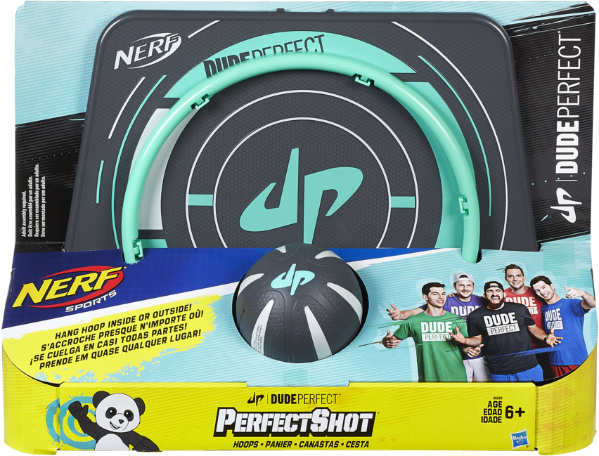 B6323amc1 630509510177 Pkg 16 Medium 72dpi - Nerf Dude Perfect Shot Hoops Set (900x900), Png Download